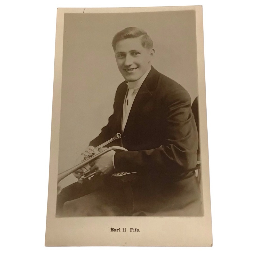 Rev Earl H. Fife Portrait Photo Postcard Vintage Antique Musician Approx 1920’s